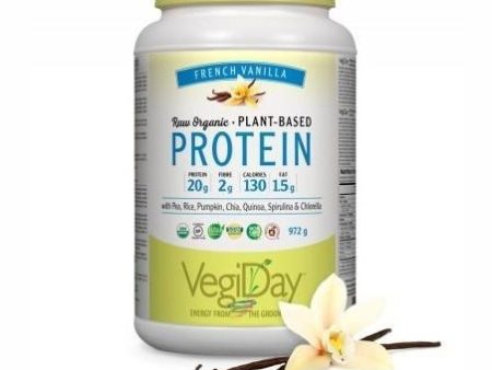 Vegiday - raw organic plant-based protein : french vanilla - 972 g For Sale