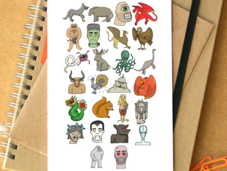 Monsters Alphabet Greetings Card Online