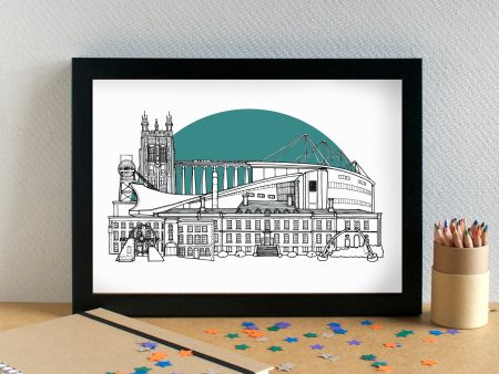 Wrexham - Wrecsam Skyline Landmarks Art Print - can be personalised - unframed Fashion