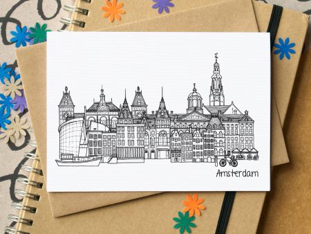 Amsterdam Skyline Landmarks Greetings Card Online Sale