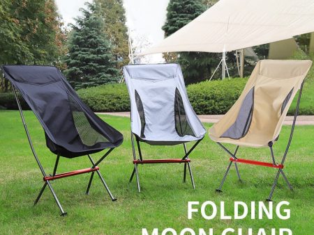 Outdoor Camping Picnic Portable Ultra-Light Fishing Folding Chair Breathable Wear-Resistant Aluminum Alloy Backrest Moon Chair Hot on Sale