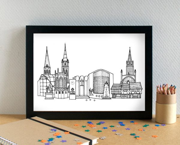 Coventry Skyline Landmarks Art Print - can be personalised Online