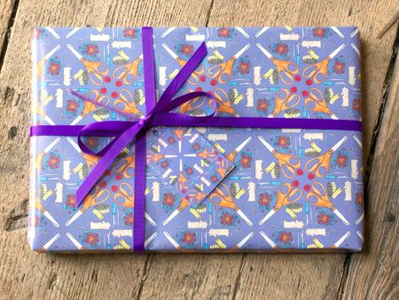 Purple Sewing Wrapping Paper Online now