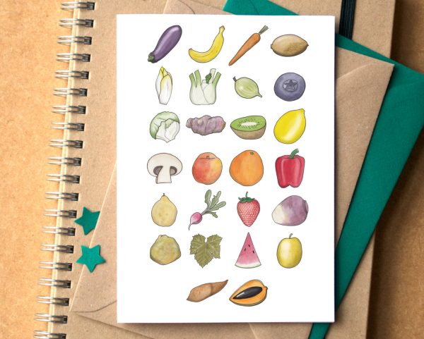 Fruit and Vegetable Alphabet Greetings Card Online Sale