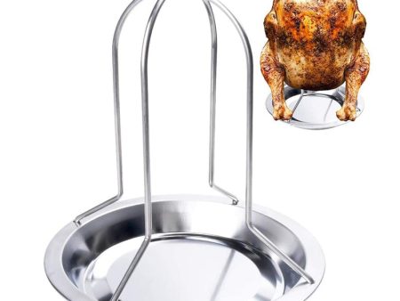 LMETJMA Chicken Roaster Rack With Bowl Carbon Steel Beer Can Chicken Turkey Roaster BBQ Grill Rack Stand Holder Tray KC0229 Fashion