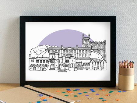 Cirencester Skyline Landmarks Art Print - can be personalised - unframed Hot on Sale