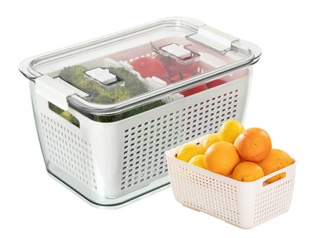 Fridge Storage Box Refrigerator Fresh Vegetable Fruit Boxes Drain Basket Storage Containers With Lid Kitchen Tools Organizer Online now