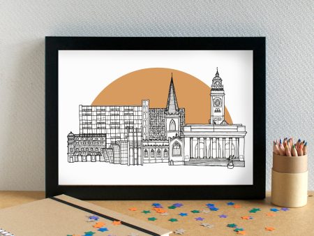 Sheffield Skyline Landmarks Art Print - can be personalised For Discount