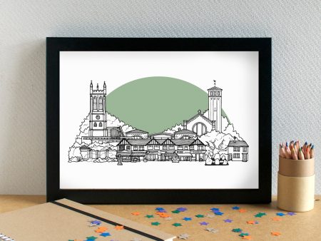 Allerton Liverpool Skyline Landmarks Art Print - can be personalised Online Hot Sale