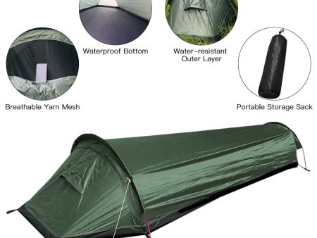 Camping ultralight tent, travel backpack single tent, army green tent 100% waterproof sleeping bag Discount