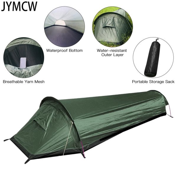 Camping ultralight tent, travel backpack single tent, army green tent 100% waterproof sleeping bag Discount