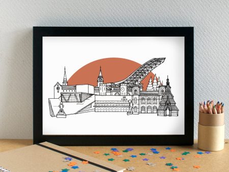 Oslo Skyline Landmarks Art Print - can be personalised Hot on Sale