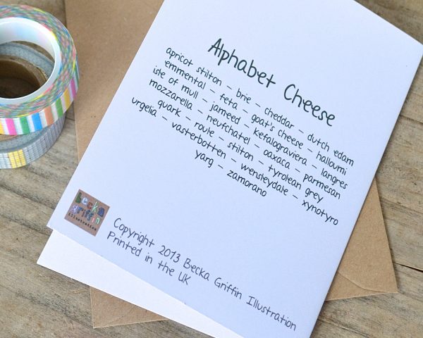 Cheese Alphabet Greetings Card For Cheap