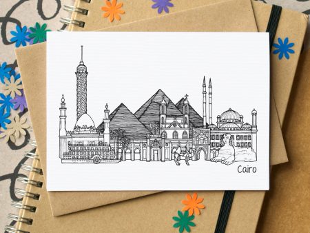 Cairo Skyline Landmarks Greetings Card Sale