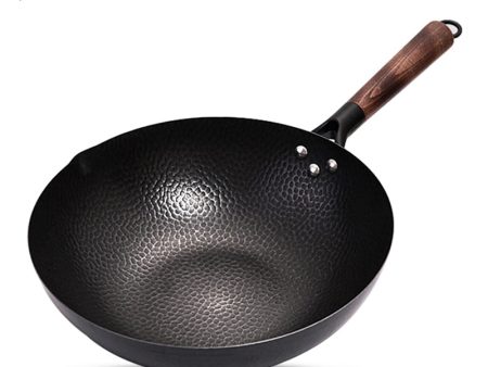 Konco Iron wok cast iron pan Non-coated Pot General use for Gas and Induction Cooker 32cm Chinese Wok Cookware Pan Kitchen Tools Cheap