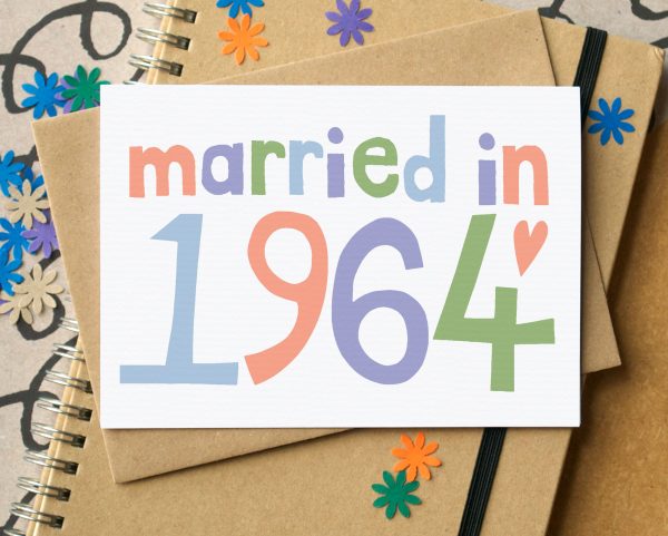 Married in 1964 Sixtieth Wedding Anniversary Card Online