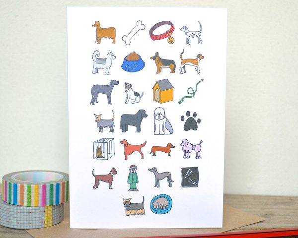 Dog Alphabet Greetings Card For Sale