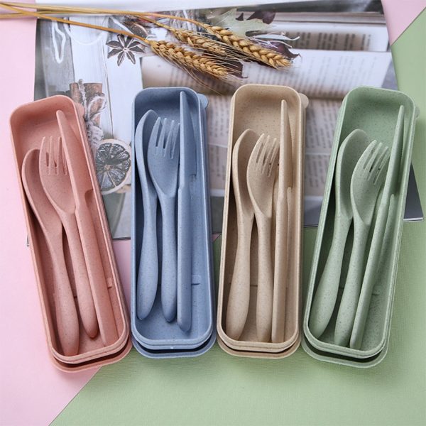 Portable Food Container Leak-proof Snack Straw Wheat Microwave Outdoor Camping Portable Space-saving Lunch Bento Box For Cheap