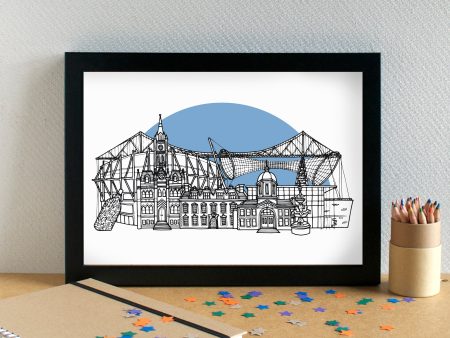 Middlesbrough Skyline Landmarks Art Print - can be personalised Online Hot Sale