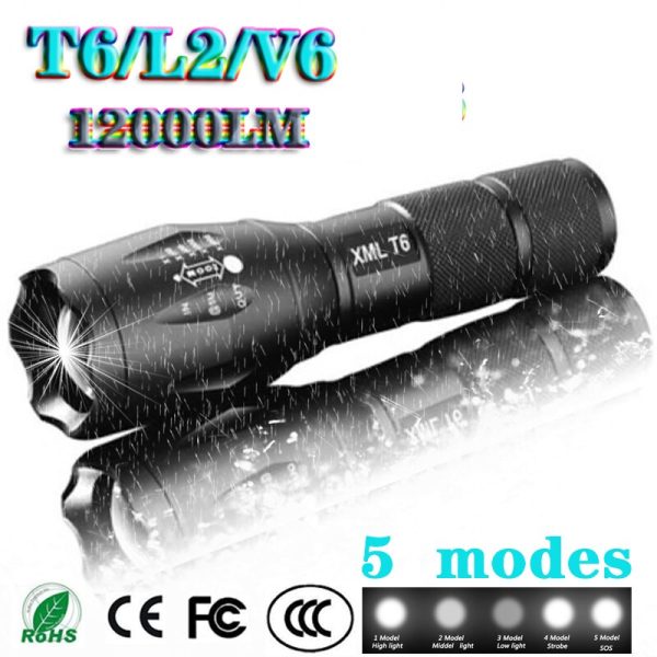 Z45 Led Flashlight Ultra Bright Waterproof Torch T6 L2 V6 zoomable 5 Modes tactiacl flashlight for hunting use 18650 battery Online