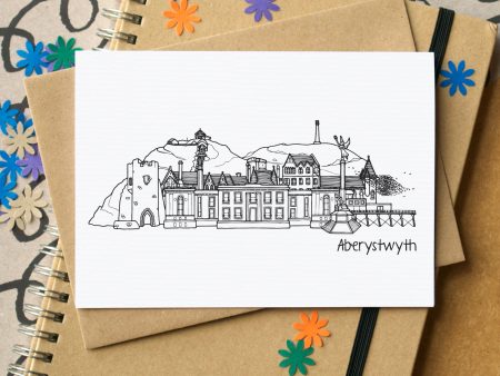 Aberystwyth Skyline Landmarks Greetings Card Cheap