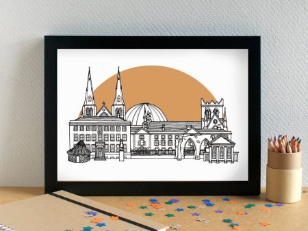 Armagh Skyline Landmarks Art Print - can be personalised - unframed Hot on Sale