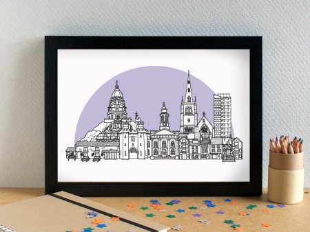 Lancaster Skyline Landmarks Art Print - can be personalised Discount