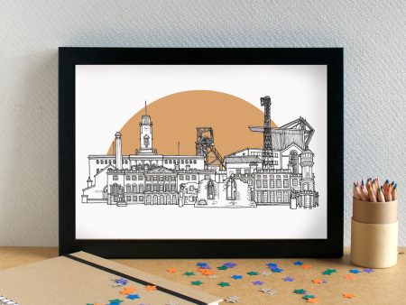 Barnsley Skyline Landmarks Art Print - can be personalised Discount