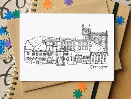 Cirencester Skyline Landmarks Greetings Card For Sale