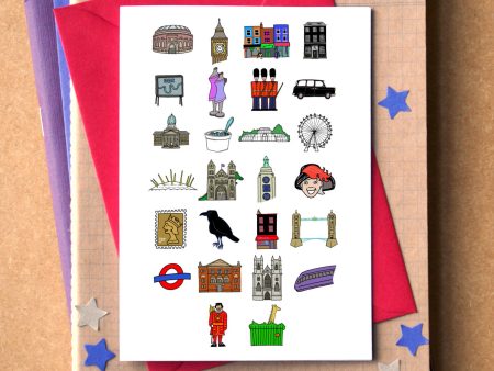 London Alphabet Greetings Card Cheap