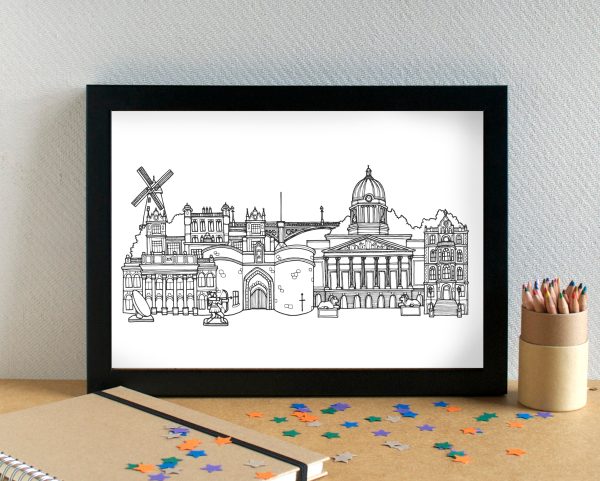 Nottingham Skyline Landmarks Art Print - can be personalised on Sale