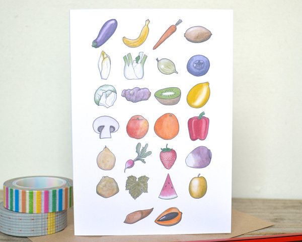 Fruit and Vegetable Alphabet Greetings Card Online Sale