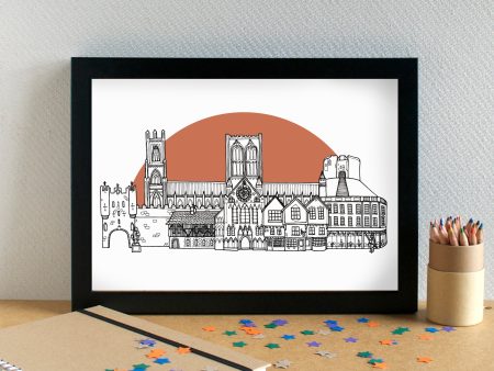 York Skyline Landmarks Art Print - can be personalised Hot on Sale