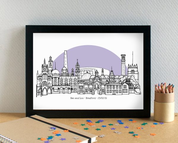 Bradford Skyline Landmarks Art Print - can be personalised Online