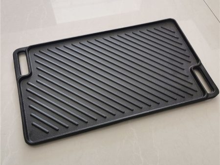 18 *10.23  Cast Iron Doule Sided Grill Non-coating Bakeware Cast Iron BBQ Grille Roasting Pan Online Sale