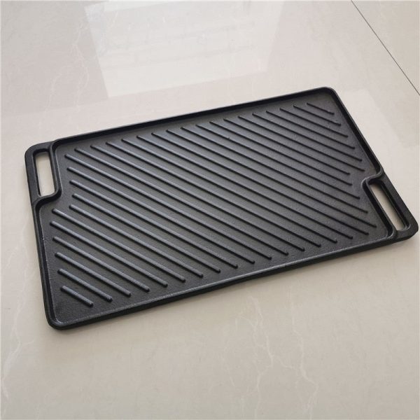 18 *10.23  Cast Iron Doule Sided Grill Non-coating Bakeware Cast Iron BBQ Grille Roasting Pan Online Sale