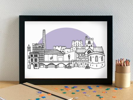 Carlisle Skyline Landmarks Art Print - can be personalised Hot on Sale