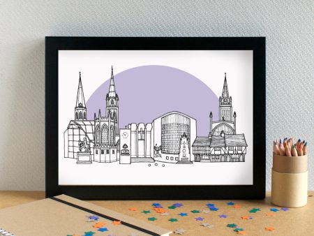 Coventry Skyline Landmarks Art Print - can be personalised Online