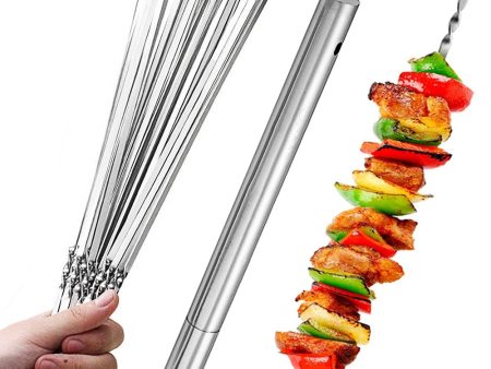 Skewers for Barbecue Reusable Grill Stainless Steel Skewers Shish Kebab BBQ Camping Flat Forks Gadgets Kitchen Accessories Tools on Sale