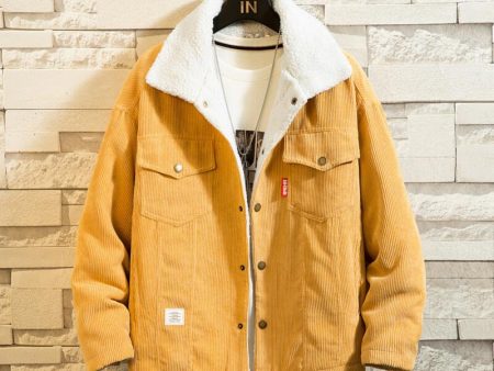 Men Corduroy Down Jackets Winter Coats Loose Casual Warm Parkas Good Quality Male Thicker Lamb wool Winter Jackets Size 5XL on Sale