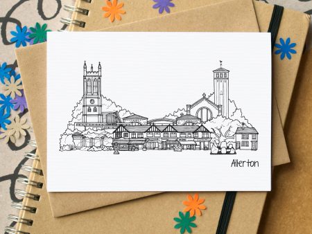 Allerton Liverpool Skyline Landmarks Greetings Card on Sale