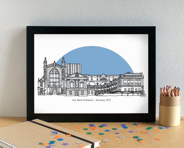 Bath Skyline Landmarks Art Print - can be personalised Fashion