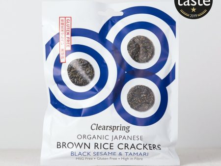 Organic Japanese Brown Rice Crackers - Black Sesame & Tamari (12 Pack) Hot on Sale