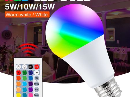 E27 Led Lamp Dimmable 16 Colors RGB Light Bulb 220V Led Magic Bulb Spot Light 5W 10W 15W Smart Control Led RGBW Lamp Home Decor For Discount