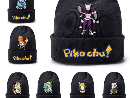 Pokemon Anime Figure Pikachu Autumn and Winter Kawaii Woolen Printed Knit Hat Boys and Girls Universal Birthday Christmas Gifts Fashion