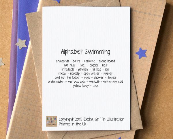 Swimming Alphabet Greetings Card Online Sale