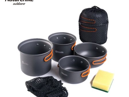 Naturhike -New Ultralight Outdoor Camping Cookware Utensils Four Combination Cookware Tableware For Picnic Bowl Pot Pan Set For Discount