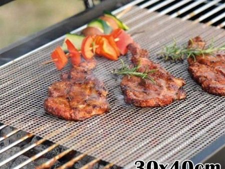 30x40CM Non-Stick Grid Shape BBQ Mat Cooking Grilling Sheet Liner Fish Vegetable Smoker Mats Outdoor Baking Kitchen Accessories Discount