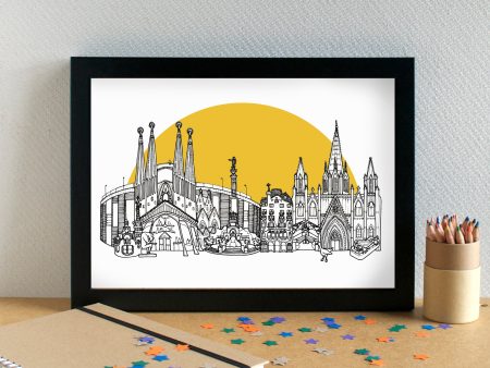 Barcelona FC Skyline Art Print - with Camp Nou Stadium - can be personalised Fashion