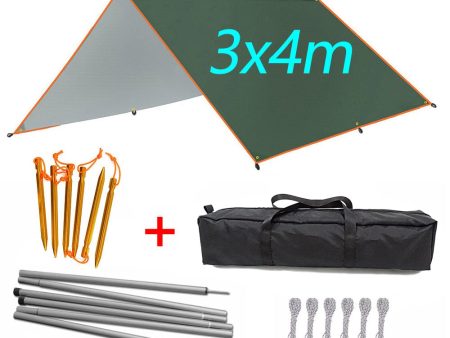 3mx3m 3mx4m Awning Waterproof Tarp Tent Outdoor Camping Sun Shelter Canopy Sunshade Sun Shade Beach Garden Picnic Tourist Tarp Fashion